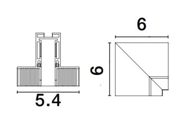 Nova Luce Ultra Slim - trimless inbouw magnetische rail - verticale 90 graden connector - 6 x 6 cm - zwart