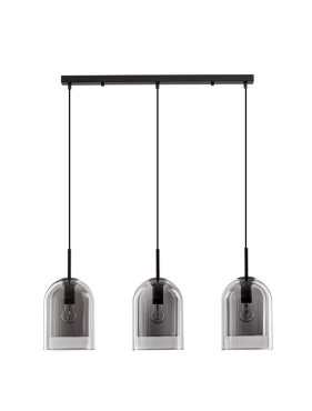 Nova Luce Velor 3L - hanglamp - Ø 70 x 158 cm - rookglas en zwart