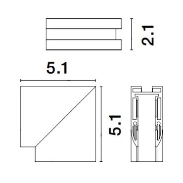 Nova Luce Ultra Slim - opbouw magnetische rail - verticale 90 graden connector - 5,1 x 5,1 cm - zwart