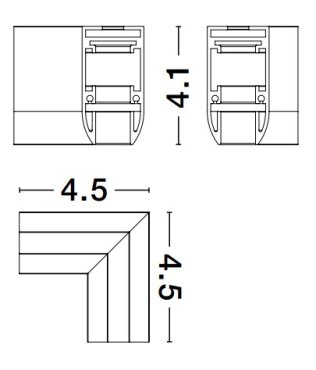 Nova Luce Ultra Slim - opbouw magnetische rail - horizontale 90 graden connector - 4,5 x 4,5 cm - zwart