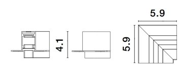 Nova Luce Ultra Slim - trimless inbouw magnetische rail met 1cm diepe vleugels - horizontale 90 graden connector - 5,9 x 5,9 cm - zwart