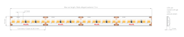 KLUS LED strip - 1cm breed, 500cm lengte - 24Vdc - dimbaar - 9,1W LED per meter - 266 LEDs per meter - IP65 - 4000K