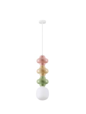 Nova Luce Clio - hanglamp - Ø 18 x 240 cm - roze, geel, groen, wit en opaalglas