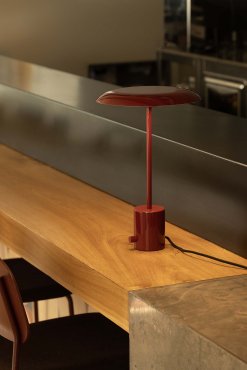 Faro Hoshi - tafellamp - Ø 26 x 40 cm - 12W dimbare LED incl. - glanzendgranaat