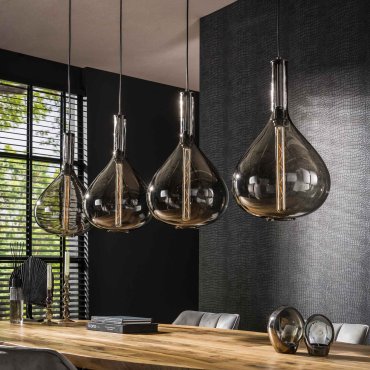 Vico Drop smoke - hanglamp - 164 x 30 x 150 cm - zwart
