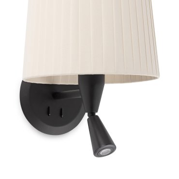 Faro Samba - wandverlichting met schakelaar - 21,5 x 19 x 17,3 cm - 3W LED incl. - zwart en beige