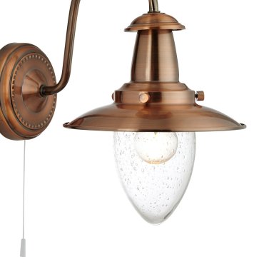 Searchlight Fisherman - wandverlichting met trekschakelaar - 18 x 26 - koper