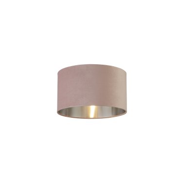 Searchlight Drum Shade - lampenkap - Ø 38 x 22 cm - roze en geborsteld zilver