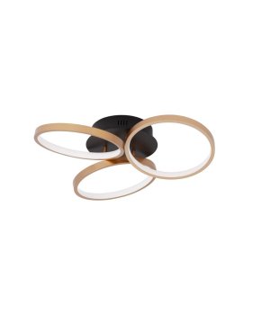 Nova Luce Elize - plafondlamp - Ø 55 x 12 cm - 28W dimbare LED incl. - zwart en goud
