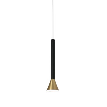 Faro Danka - hanglamp - Ø 8 x 25,5 cm - 6W LED incl. - goud en zwart