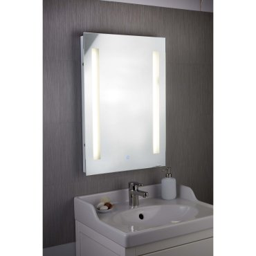 Searchlight Bathroom Mirrors - spiegel met verlichting - 50 x 70 cm - 5W LED incl. - IP44 - zilver