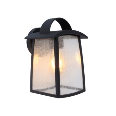 Lutec Kelsey - buiten wandlamp - 17 x 18 x 26 cm - IP44 - mat glas - zwart