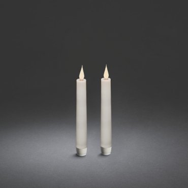 Konstsmide - set van 2 flakkerkaarsen met 3D vlam op batterijen met afstandsbediening - Ø 2,5 x 21 cm - wit