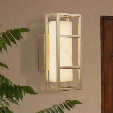Searchlight Mirage - buiten wandlamp - 10 x 25 cm - 8W dimbare LED incl. - IP44 - mat goud