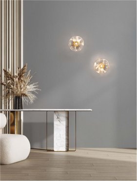 Nova Luce King - wandlamp - Ø 22 x 14 cm - messing goud en transparant