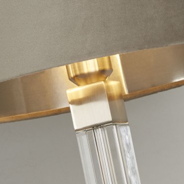 Searchlight Scarborough - tafellamp - Ø 38 x 67 cm - satijn nikkel, zilver en taupe