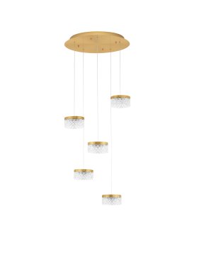 Nova Luce Bion - hanglamp - Ø 50 x 150 cm - 32W LED incl. - messing goud