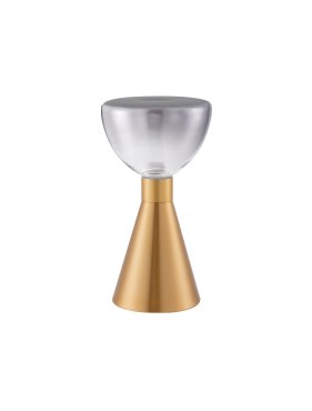 Nova Luce Voi - tafellamp - 17 x 32 cm - 8W LED incl. - messing goud en rookglas
