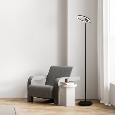 Searchlight Space - vloerlamp - Ø 30 x 140 cm - 10W LED incl. - zwart