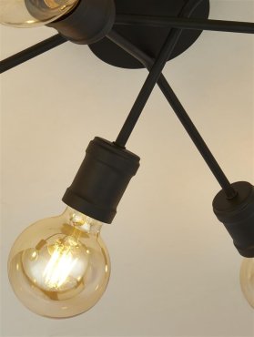 Searchlight Dance - plafondverlichting 6L - Ø 52 x 15 cm - zand zwart