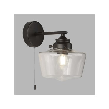 Searchlight School House - wandverlichting met trekschakelaar - 17 x 22,5 cm - mat zwart