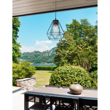 Nova Luce Isidora - hanglamp - Ø 22 x 95 cm - IP54 - zwart