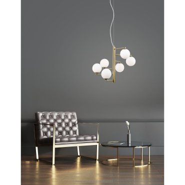 Nova Luce Agrigento - hanglamp - Ø 45 x 150 cm - opaal en antiek messing