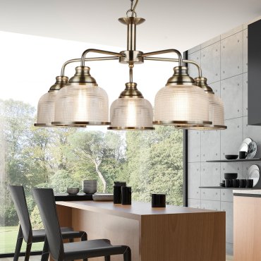 Searchlight Bistro II - hanglamp - Ø 58 x 88 cm - antiek messing
