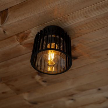Lutec Shyne - buiten plafond - Ø 16,1 x 16,1cm - IP54 - mat zwart
