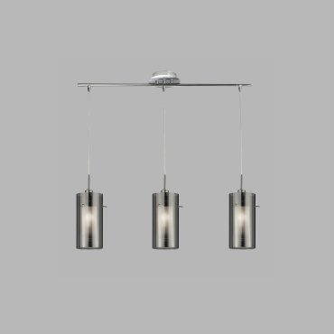 Searchlight Duo 2 - hanglamp - 71 x 12 x 130 cm - gerookt en matglas