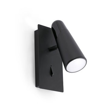 Faro Lao - wandverlichting met schakelaar - 7,5 x 12 x 15,5 cm - 4,5W LED incl. - mat zwart
