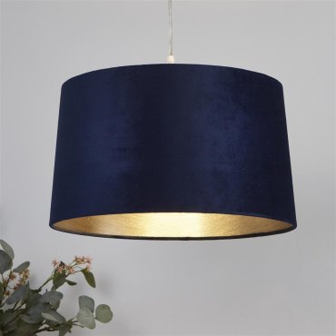 Searchlight Drum Shade - lampenkap - Ø 40 x 25 cm - marineblauw