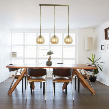Searchlight Pendants - hanglamp - 80 x 20 x 150 cm - antiek messing en amber