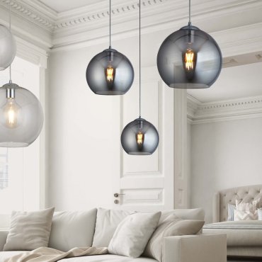 Searchlight Balls - hanglamp - Ø 25 x 120 cm - gerookt glas