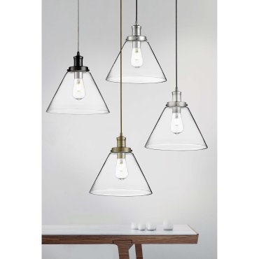 Searchlight Pyramid - hanglamp - Ø 29 x 100 cm - transparant en chroom