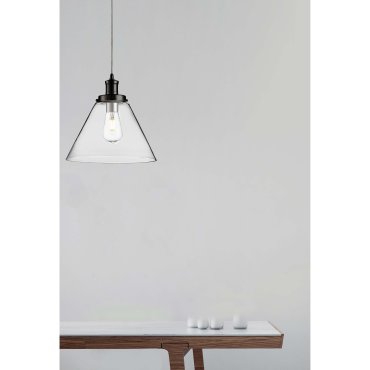 Searchlight Pyramid - hanglamp - Ø 29 x 100 cm - transparant en mat zwart