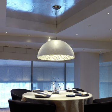 Faro Magma - hanglamp - Ø 70 x 32,5 cm - wit en zilver