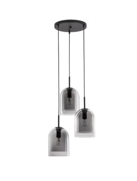 Nova Luce Velor 3L - hanglamp - Ø 30 x 185 cm - rookglas en zwart