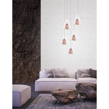 Nova Luce Hugo - hanglamp - Ø 30 x 120 cm - rose goud en chroom