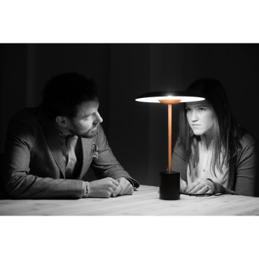 Faro Hoshi - tafellamp - Ø 26 x 40 cm - 12W dimbare LED incl. - zwart en koper