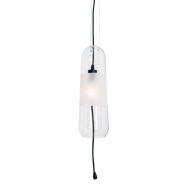 Maxlight Mauri - hanglamp - Ø 12,5 x 180 cm - zwart en transparant glas