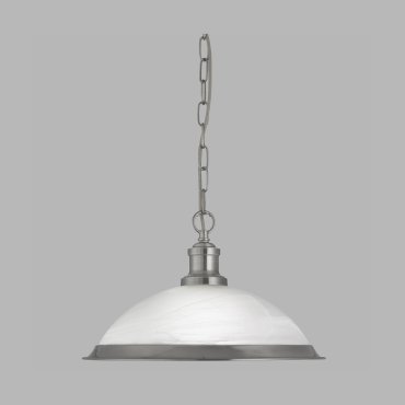 Searchlight Bistro - hanglamp - Ø 34 x 80 cm - satijn zilver
