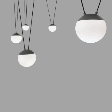 Faro Mine - hanglamp 5L - donkergrijs - glas