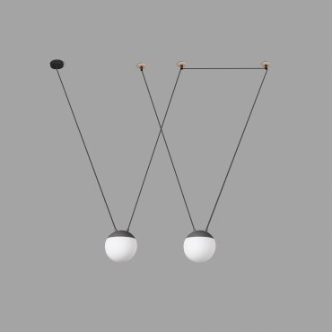 Faro Mine - hanglamp 2L - donkergrijs - glas
