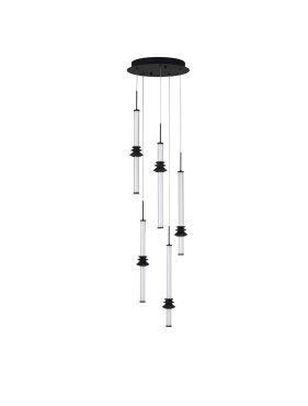 Nova Luce Stalactite - hanglamp - Ø 35 x 210 cm - 32W dimbare LED incl. - zandzwart