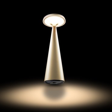 Century Italia Opera - draadloze buiten tafellamp met laadstation - Ø 10,2 x 28,5 cm - 1,9W dimbare LED incl. - IP44 - goud