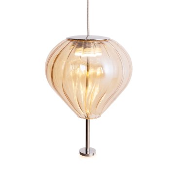 Maxlight Palloncini - hanglamp - Ø 12 x 180 cm - 2 x 3W LED incl. - wit, chroom en amber