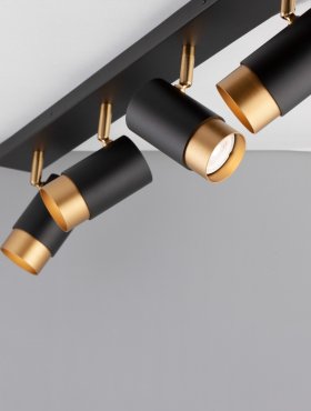Nova Luce Pogno - opbouwspot 4L - 80 x 6 x 12,5 cm - zandzwart en goud
