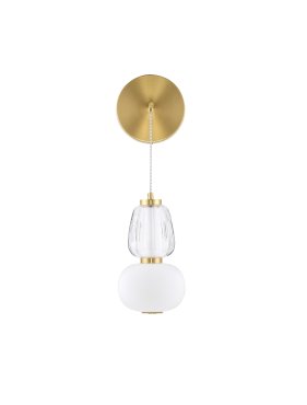 Nova Luce Movil - wandlamp - Ø 22 x 62 cm - 18W dimbare LED incl. - goud, helder en opaal