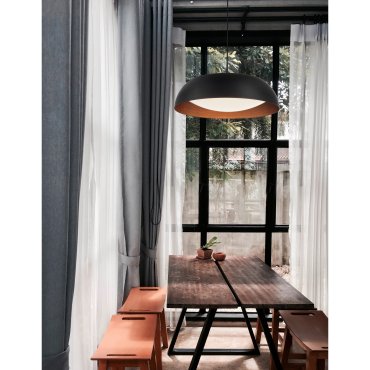 Nova Luce Landon - hanglamp - Ø 60 x 170 cm - 40W dimbare LED incl. - zwart en koper